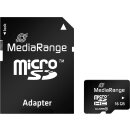 MediaRange microSDHC memory card, Class 10, with SD adapter, 16GB