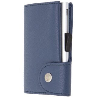Einfachportemonnaie - Wallet Blue Marino with Silver Holder