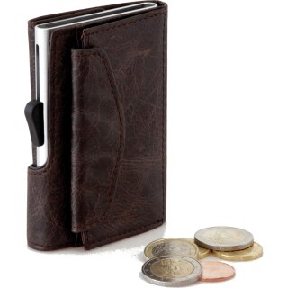 Portemonnaie mit Münzfach - Coin Wallet Brown with Silver Holder